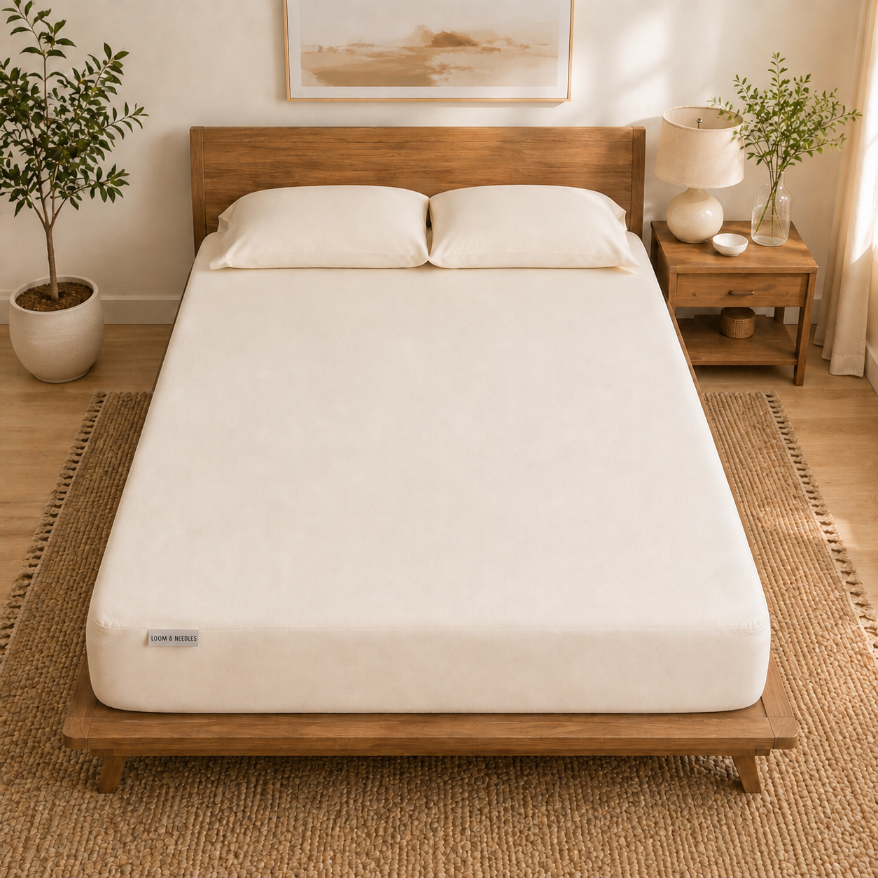Bamboo Waterproof Mattress Protector (Ivory Cream)
