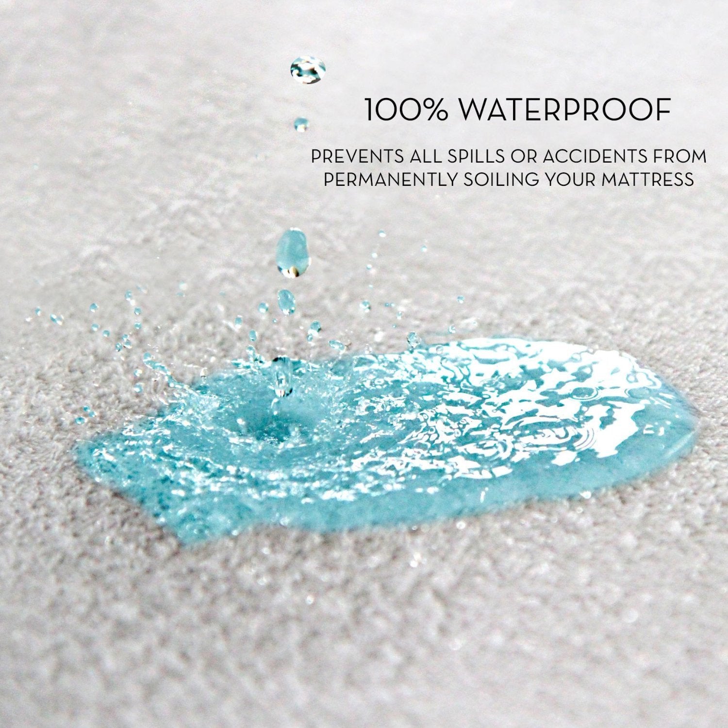 Protective visual demonstrating the waterproof mattress protector’s defense against liquids