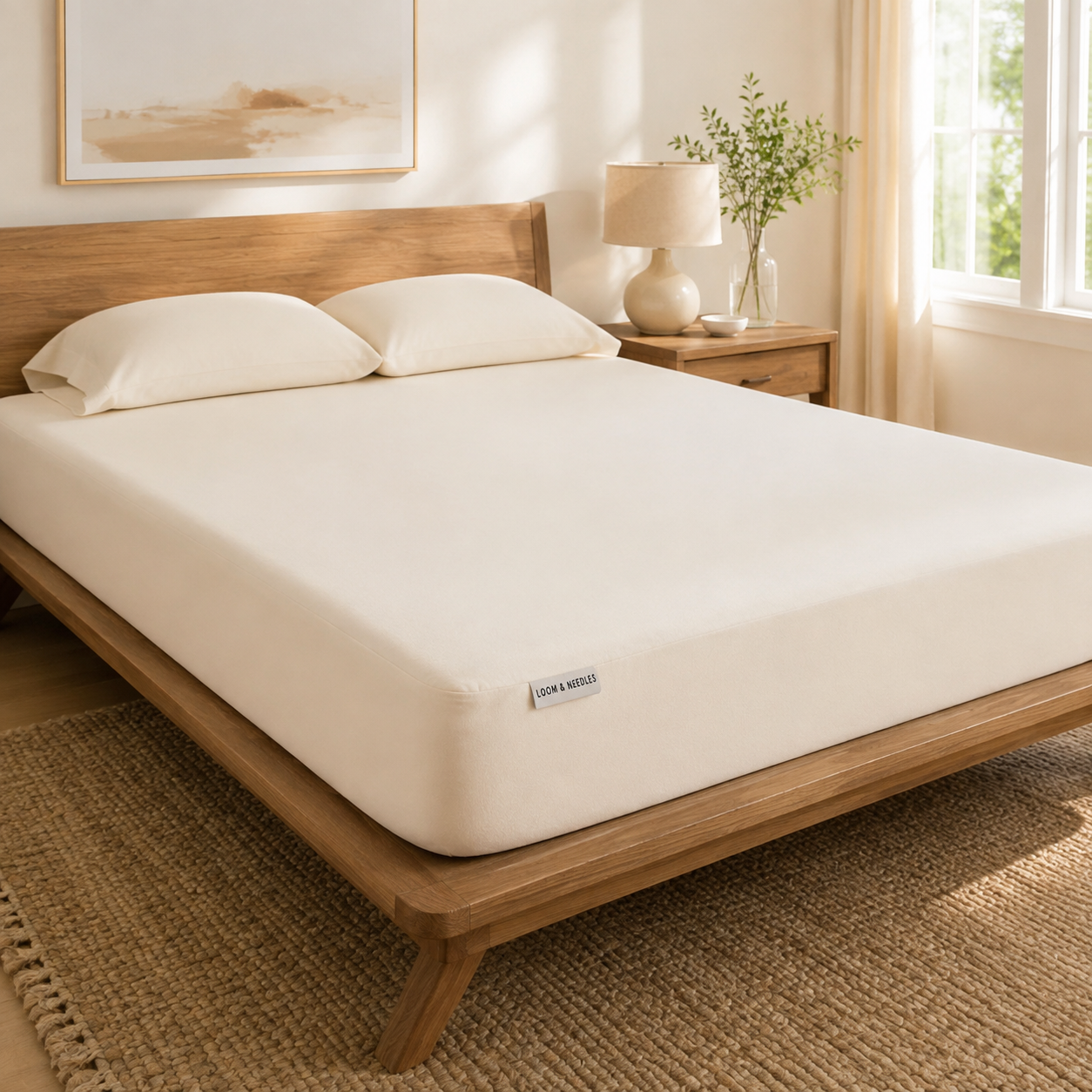 Bamboo Waterproof Mattress Protector (Ivory Cream)