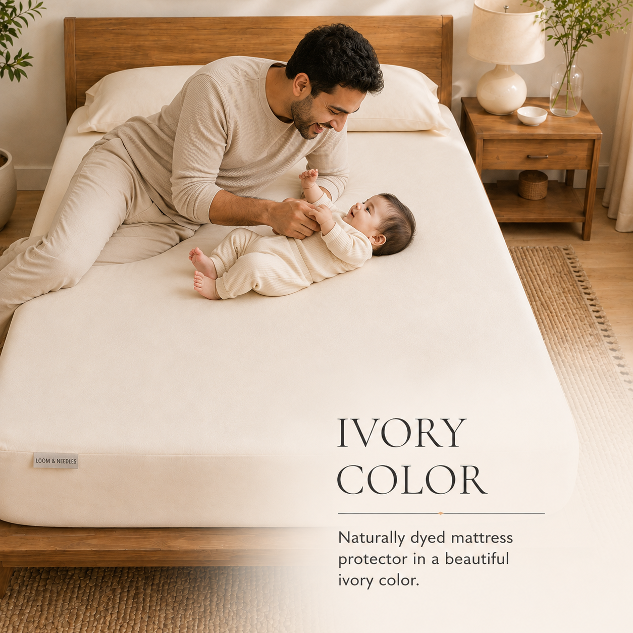 Bamboo Waterproof Mattress Protector (Ivory Cream)