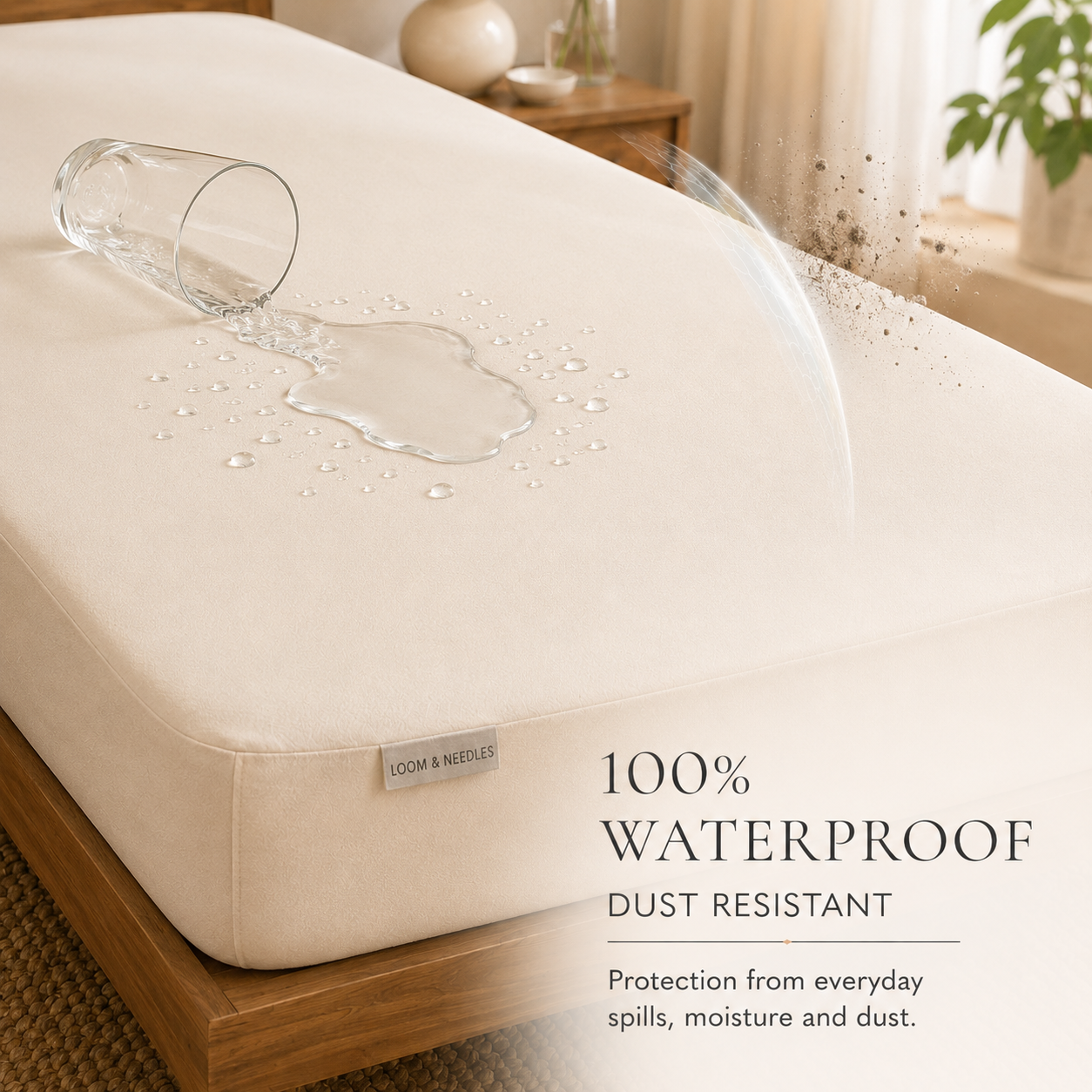 Bamboo Waterproof Mattress Protector (Ivory Cream)