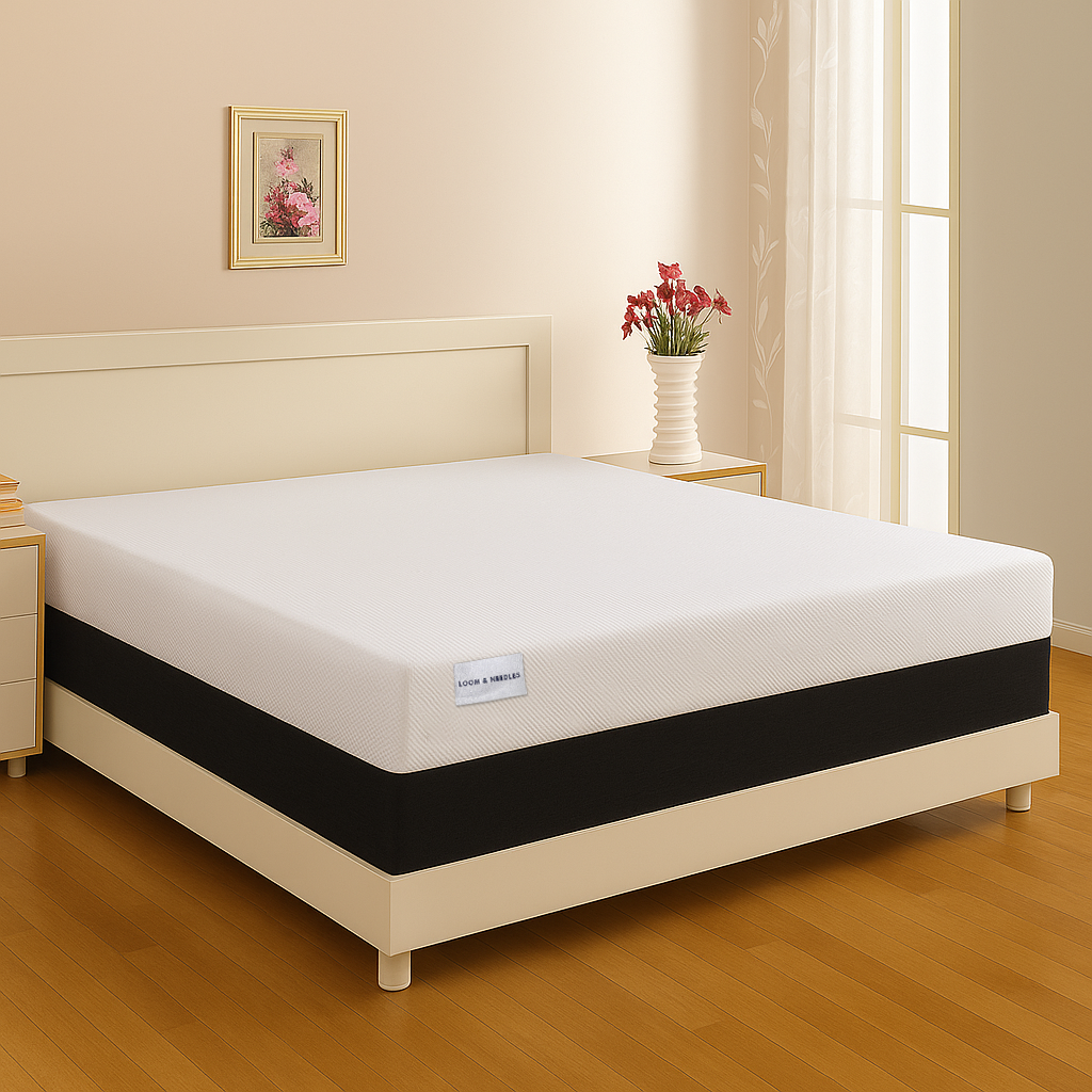 Waterproof mattress protector displayed in white color covering mattress top