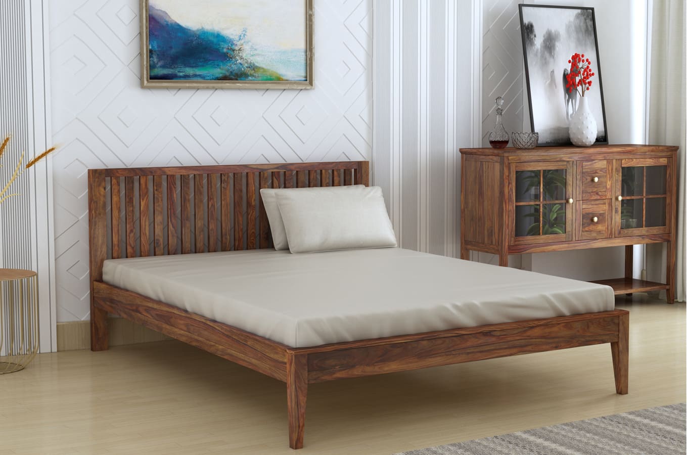 Sheesham Dreamer Upholstered Platform Bed