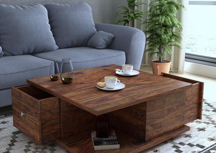 Loom & Needle Amaze 100% Pure Sheesham Wood Coffee Tables with Storage